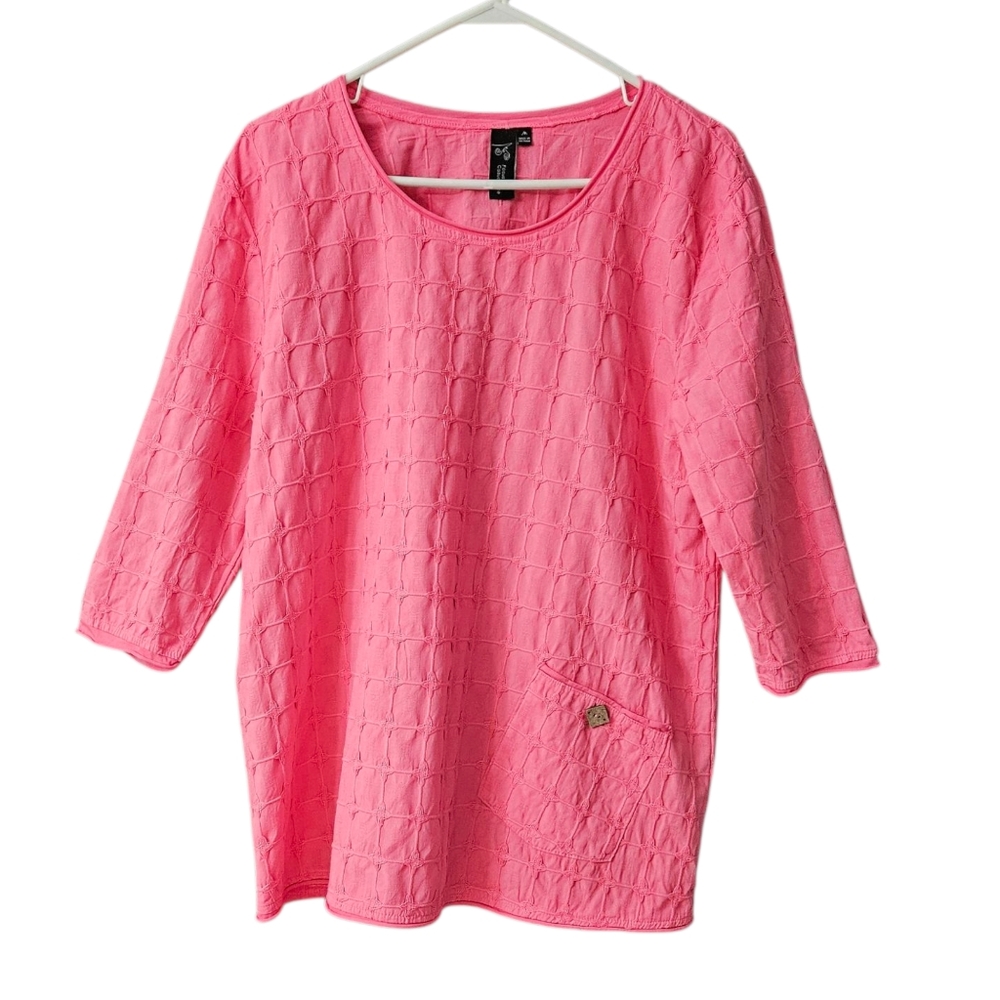 Focus Casual Life Women's Top Medium Textured 3/4 Sleeve Art to Wear Lagenlook